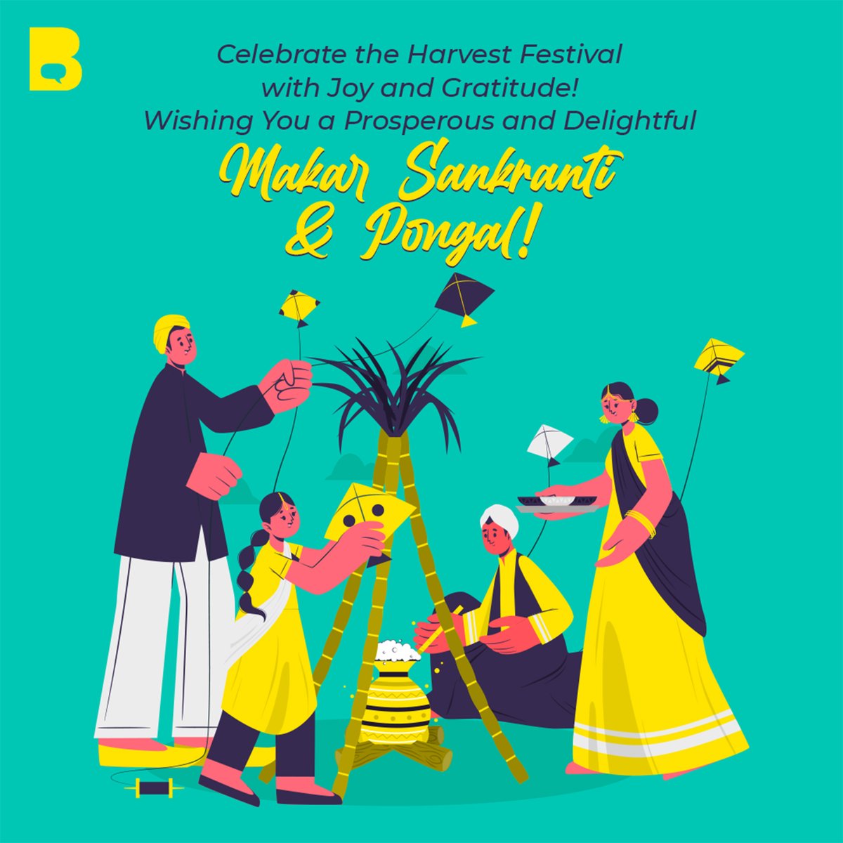 buzzonsocial's tweet photo. Let’s honor nature’s blessings, embrace new beginnings, and share the joy of the harvest. 🪁 🍚

🪁 Soar high like kites this Sankranti.
🍚 Savor the sweetness of Pongal.

Wishing you warmth, happiness, and prosperity this festive season! 💛

#MakarSankranti #HappyPongal https://t.co/HSZXXCQeBY
