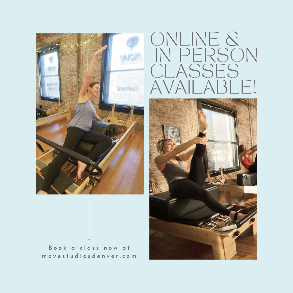PilatesMOVE's tweet image. Whether you prefer the comfort of your home or the energy of our studio, we offer both online and in-person classes to suit your needs. Visit our website movestudiosdenver now to book. #onlineclasses #inpersonclasses #denverpilates
