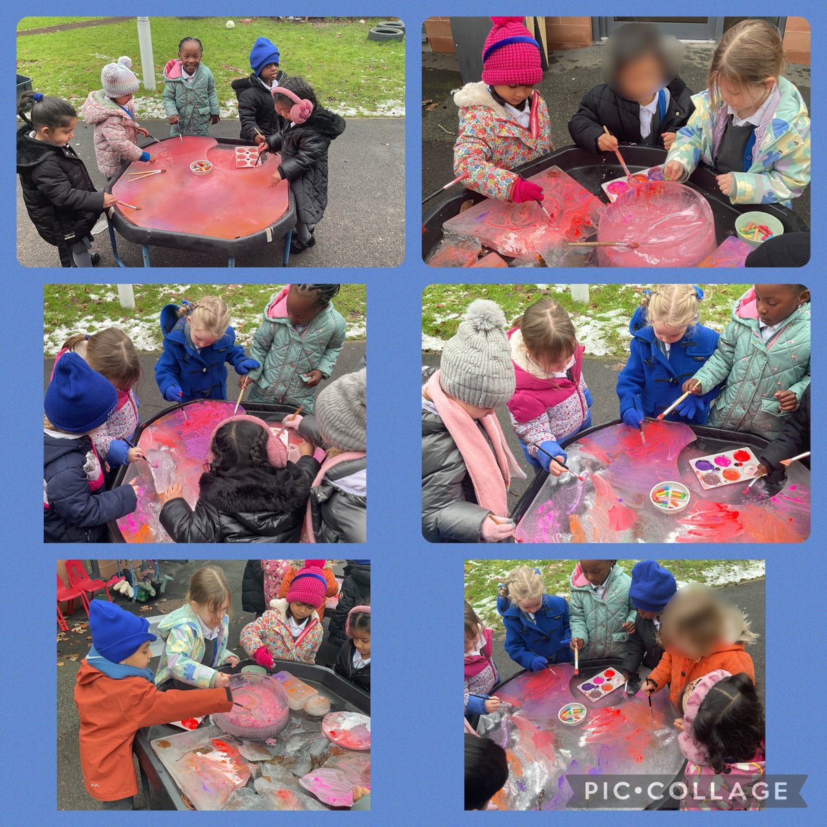 BSPDPreSchool's tweet photo. Today the Pre-School children have enjoyed exploring the ice in the outdoor area. We have enjoyed mark-making on the ice with paint and chalk and searching for different shapes of ice. @BSPDInfants #bspd #bspdoutdoorlearning #bspdeyfs https://t.co/zDwcCClvZm
