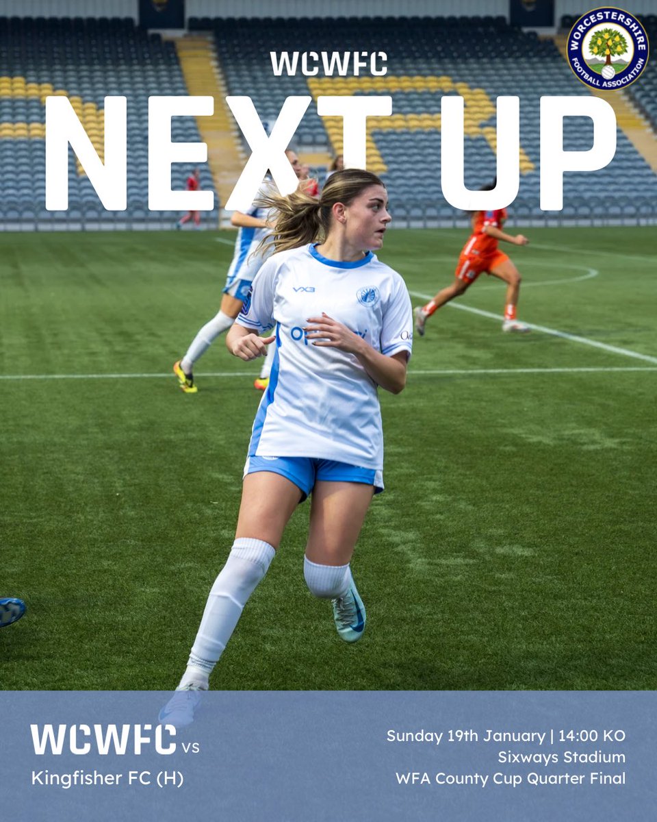Worcester City Women FC (@wcwomenfc) on Twitter photo NEXT UP! π‘
Third timeβs a charm πβοΈ
π <a href="/kingfisherwomen/">Kingfisher Women FC</a>
β° 14:00 KO
ποΈ Sixways Stadium, WR3 8ZE
π <a href="/WorcsFA/">Worcestershire FA β½</a> County Cup
ποΈ Β£5 for Adults, Β£3 for Concessions and Β£1 for Under 16s*
π
ΏοΈ Free Parking
π΄Refreshments Available
ποΈ wcwfc.co.uk/buy-tickets
#WCWFC #WorcestershireHour NEXT UP! π‘
Third timeβs a charm πβοΈ
π <a href="/kingfisherwomen/">Kingfisher Women FC</a>
β° 14:00 KO
ποΈ Sixways Stadium, WR3 8ZE
π <a href="/WorcsFA/">Worcestershire FA β½</a> County Cup
ποΈ Β£5 for Adults, Β£3 for Concessions and Β£1 for Under 16s*
π
ΏοΈ Free Parking
π΄Refreshments Available
ποΈ wcwfc.co.uk/buy-tickets
#WCWFC #WorcestershireHour
