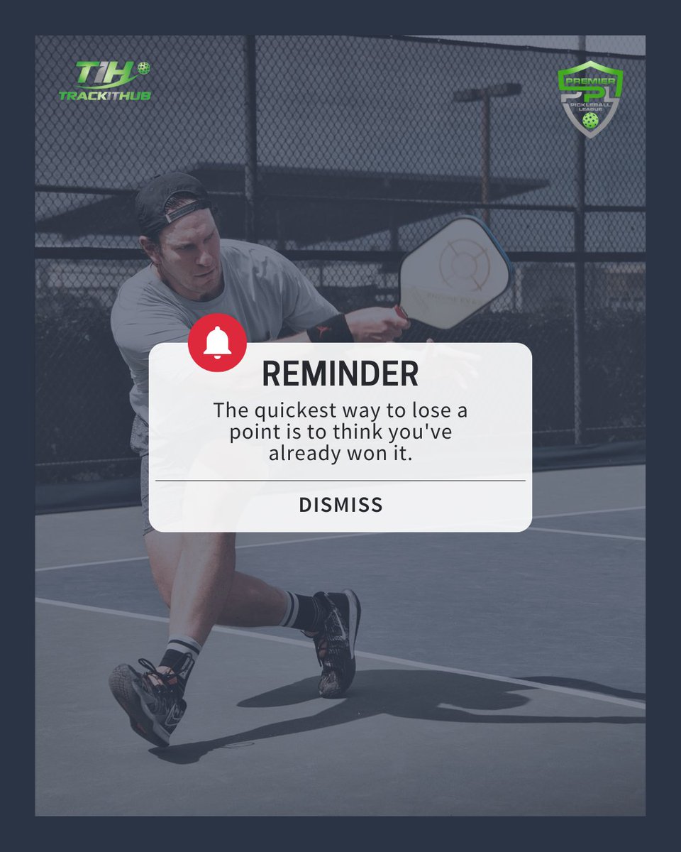 In pickleball, every point brings a fresh challenge. Here's your reminder to stay focused and to never underestimate your opponent! After all, the game isn't over until the final shot. 💥#pickleballwisdom