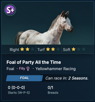 I'm in the S+ Club. Happy Foal's Day! <a href="/photofinishgame/">Photo Finish™ LIVE 🐎 Virtual Horse Racing</a>