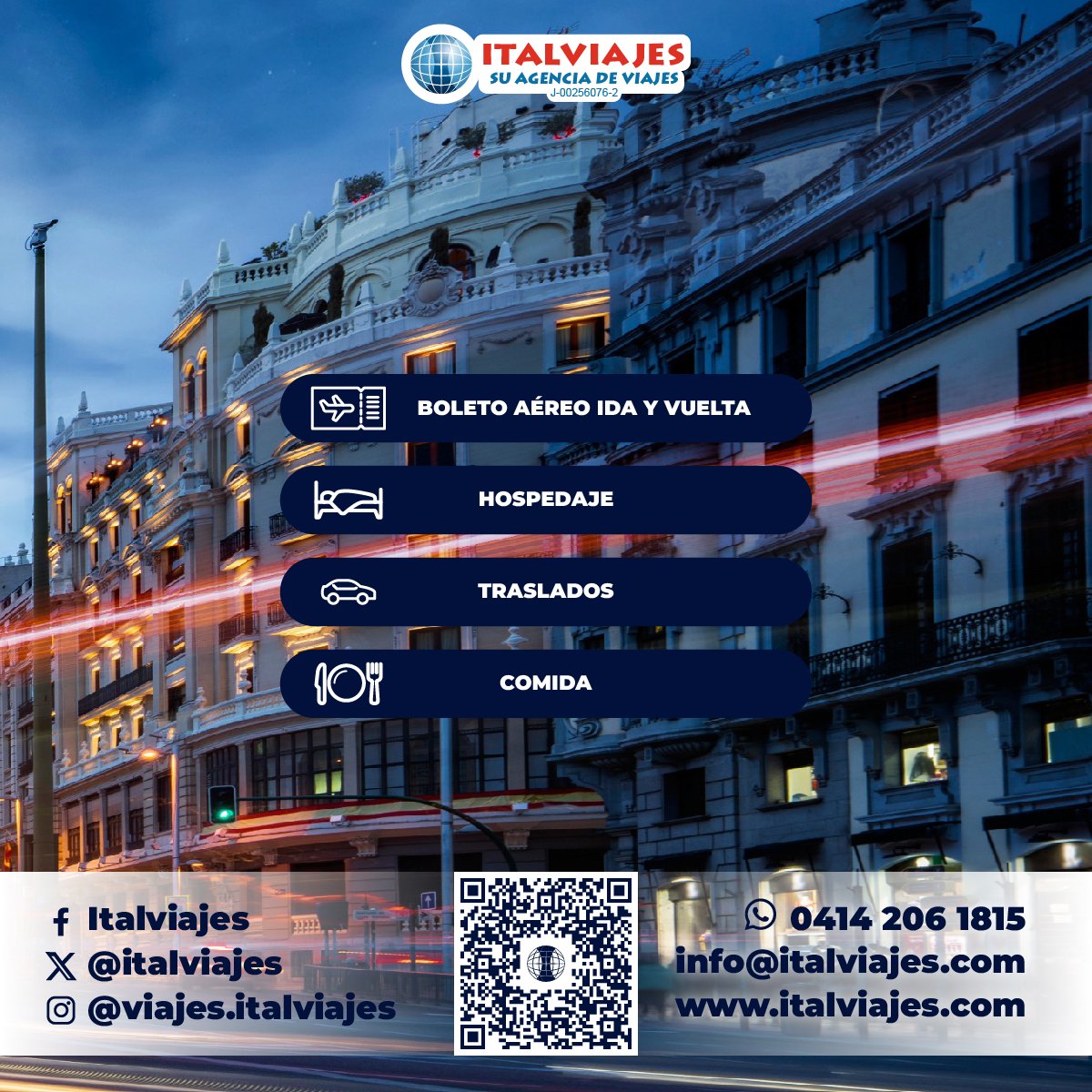 #Madrid, capital de #España te espera con los brazos abiertos. Sumérgete en su rica historia, su vibrante cultura y su deliciosa gastronomía.

¡No esperes más y descubre la magia de Madrid con Italviajes!

👉🏻Reservas, consultas y cotizaciones:
📱 𝟎𝟒𝟏𝟒-𝟐𝟎𝟔-𝟏𝟖𝟏𝟓⁣