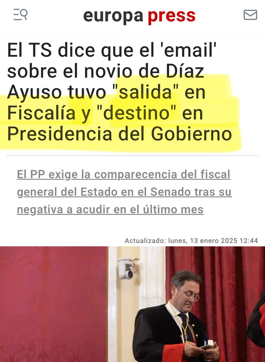 Fiscalía → Presidencia → Prensa

Esto es un escándalo de dimensiones colosales que ya afecta al mismísimo Pedro Sánchez. No solo tiene que dimitir el fiscal general, también Pedro Sánchez.

Hoy es Ayuso, mañana podemos ser cualquiera de nosotros.
