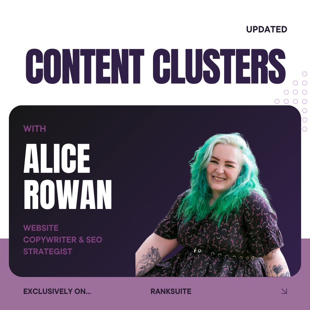 UPDATED.   

Content clusters just got a power-up.  

Alice Rowan's Content Clustering course now includes a scenario-based learning activity, an exam to test your skills, and downloadable resources to help you put your knowledge into action.

ranksuite.io/courses/conten…