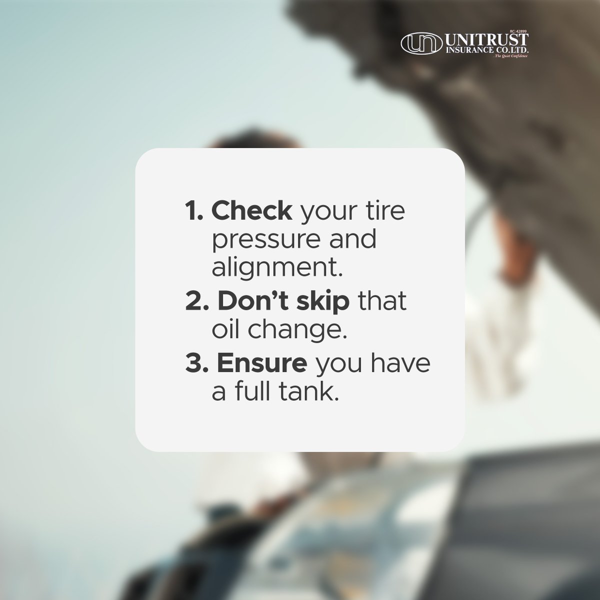 Road trip loading... but is your car ready? Follow these steps to avoid road trip disasters this January 

#UnitrustInsurance #SafeRoadTrips #AutoTips