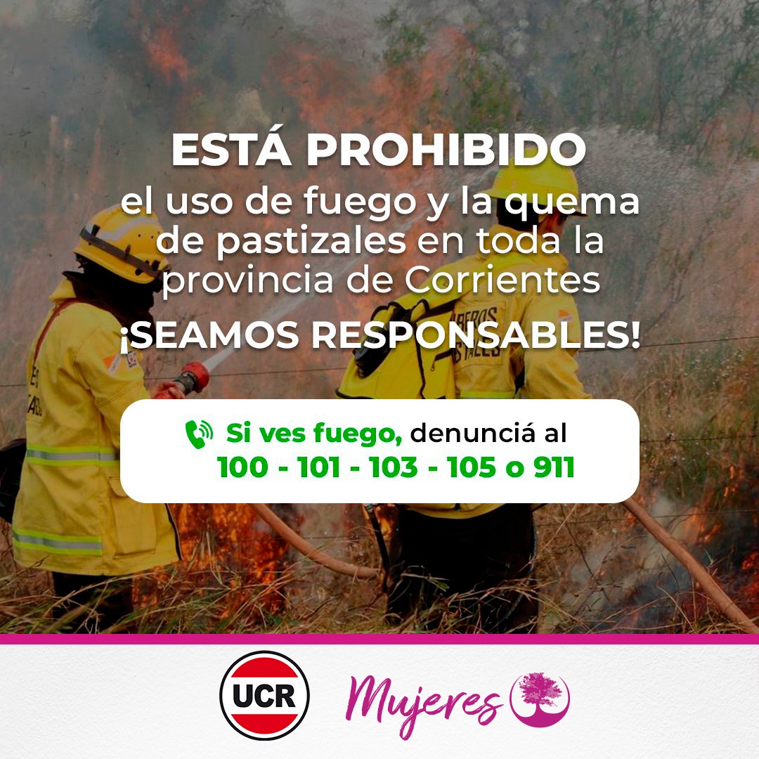 🚫🔥 Pedimos responsabilidad y compromiso con la situación que está atravesando la provincia de Corrientes 

¡Cuidemos nuestro medio ambiente! 🙏