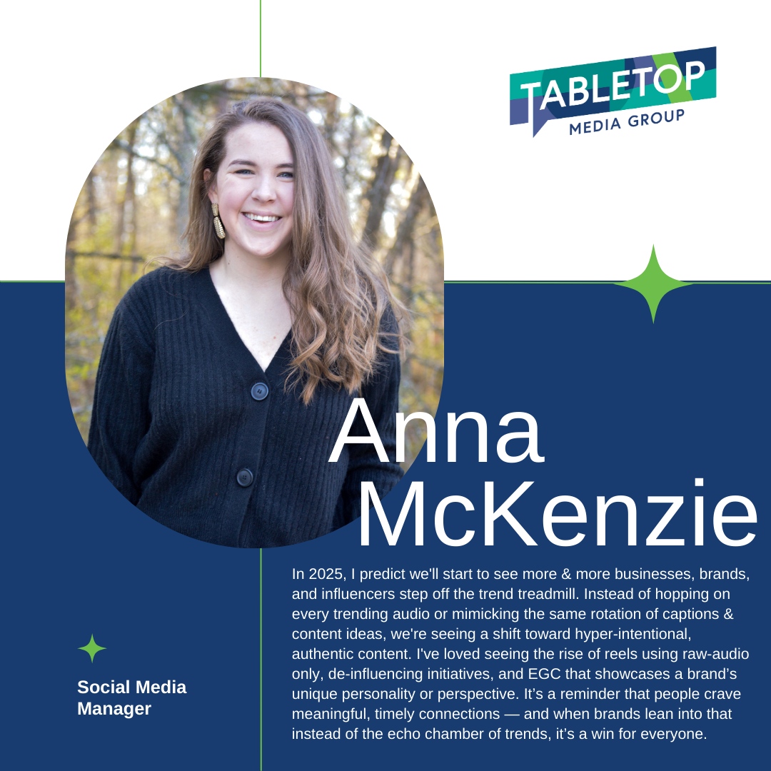 The #TabletopMediaGroup team is always keeping a pulse on what’s next! 💯

We’re highlighting the emerging trends we’re excited to explore this year. Read more on the #TabletopTalk blog: tabletopmediagroup.com/blog. 🌟

#digitalmarketingagency #marketingtrends