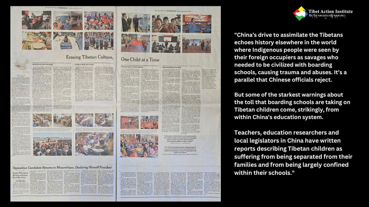 tibetaction's tweet image. Yesterday&apos;s (Sunday) print edition of @nytimes had their Colonial Boarding Schools in #Tibet exposé on the front page! The piece featured on a 2 page spread, giving incredible exposure to this important issue.

@lhadon @jltib88
