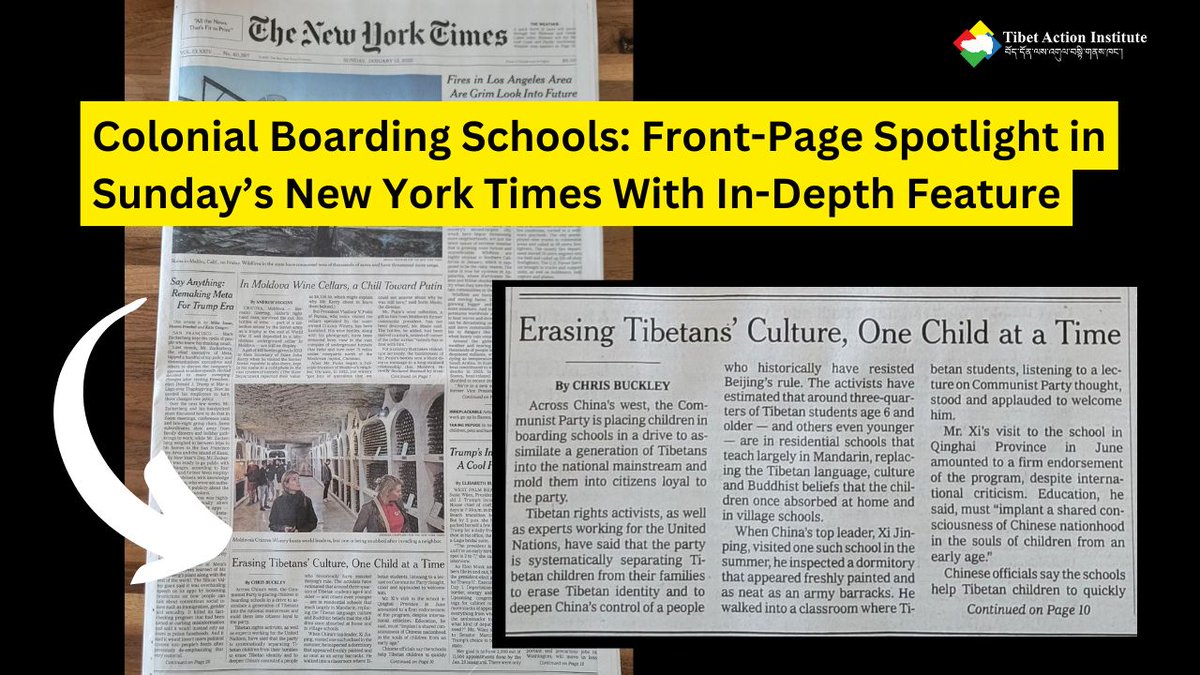 tibetaction's tweet image. Yesterday&apos;s (Sunday) print edition of @nytimes had their Colonial Boarding Schools in #Tibet exposé on the front page! The piece featured on a 2 page spread, giving incredible exposure to this important issue.

@lhadon @jltib88