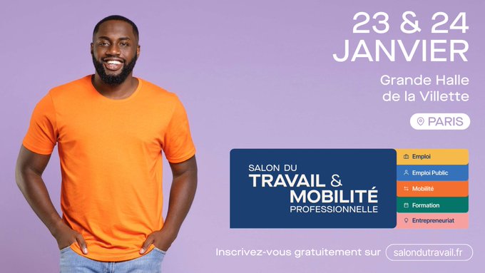 #Agenda Salon du Travail et de la Mobilité à Paris : 2️ jours pour faire bouger votre vie professionnelle et faciliter la recherche de votre futur logement !
📅Jeudi 23 et Vendredi 24 Janvier 
 📌Grande Halle de La Villette à Paris
👉 Inscription gratuite salondutravail.fr