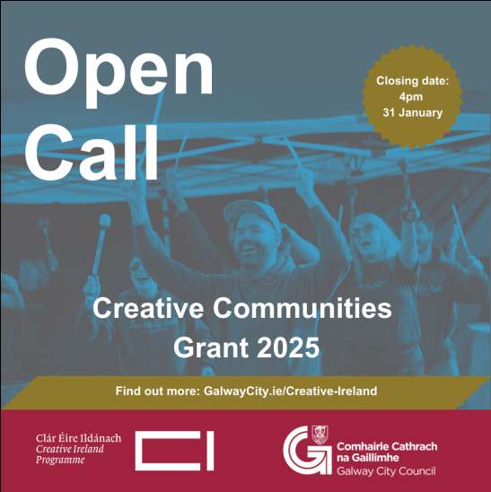 Galway City Arts Office (@cityartsgalway) on Twitter photo ℹ️ Information Sessions for Creative Communities Grants take place in Galway this week 👇👇
🟡 Ballybane Community Resource Centre
10am, Tues 14th Jan
🟡 Galway City Library
2.30pm, Wed 15th Jan
🟡 Westside Resource Centre
7pm, Thurs 16th Jan
Register CandC@GalwayCity.ie ℹ️ Information Sessions for Creative Communities Grants take place in Galway this week 👇👇
🟡 Ballybane Community Resource Centre
10am, Tues 14th Jan
🟡 Galway City Library
2.30pm, Wed 15th Jan
🟡 Westside Resource Centre
7pm, Thurs 16th Jan
Register CandC@GalwayCity.ie