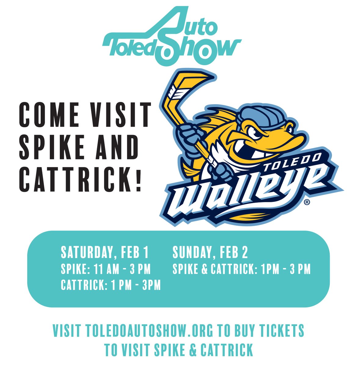 ToledoAutoShow's tweet photo. Spike and CatTrick of the Toledo Walleye will be at the show on Saturday and Sunday! Visit https://t.co/F2lYZFnHuY to get your tickets today.

Please note that the Toledo Auto Show is now cashless, tickets can be purchased with credit card only online and at the box office. https://t.co/OmBkAldOt4