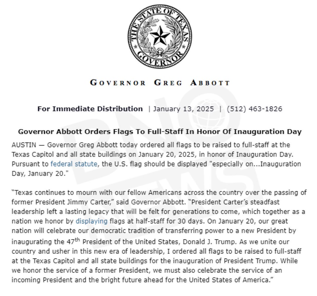Spitfire (@dogrightgirl) on Twitter photo THIS IS THE WAY💪🏼🇺🇸
<a href="/GregAbbott_TX/">Greg Abbott</a> orders U.S. flags to be flown at full staff on Inauguration Day on Jan 20th, rejecting Biden’s directive to lower them. THIS IS THE WAY💪🏼🇺🇸
<a href="/GregAbbott_TX/">Greg Abbott</a> orders U.S. flags to be flown at full staff on Inauguration Day on Jan 20th, rejecting Biden’s directive to lower them.