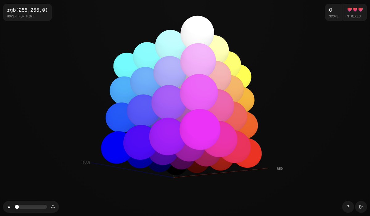 jayasme's tweet photo. Wrapped up a small #sideproject — Colormatch!  

https://t.co/BLCgQWo3I9 

A color matching game built over the weekends*. Aims to familiarize players with the RGB color model using 3D space.

#3d #rgb #color https://t.co/CWlVHdJ84V