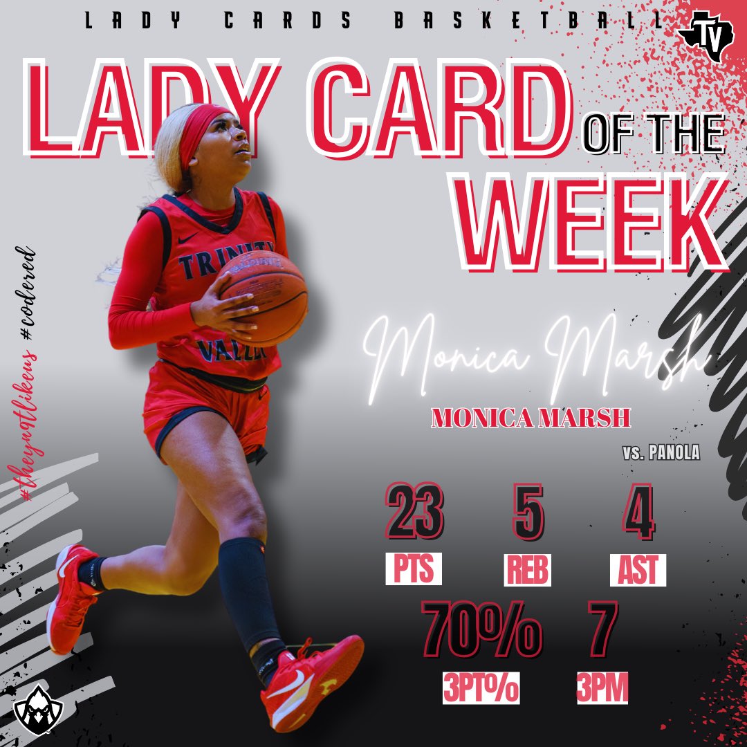 Congratulations to the Lady Card of the Week, Monica Marsh! (3x) ❤️🩶 #TheyN9tLikeUs #CODERED 🏀