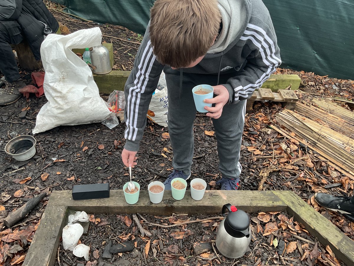 Some of our Group 2 students enjoying Forest School this afternoon, minus the snow!