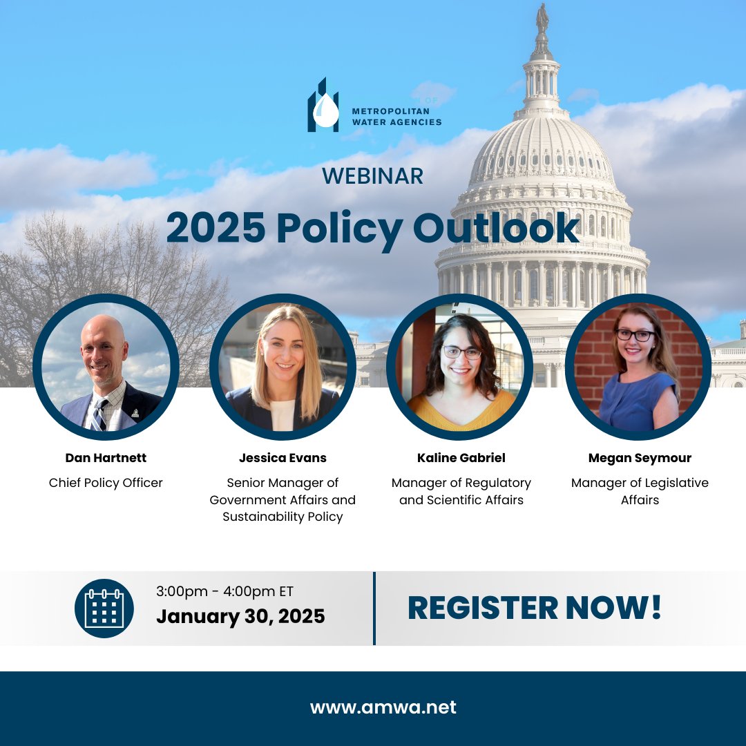 AMWA_water's tweet image. Join @AMWA_water for a virtual roundtable on the #water #policy landscape under the 119th Congress, where AMWA&apos;s policy team will explore key challenges and opportunities, including #LIHWAP reauthorization, and more. 

Register HERE: bit.ly/3DShWcC