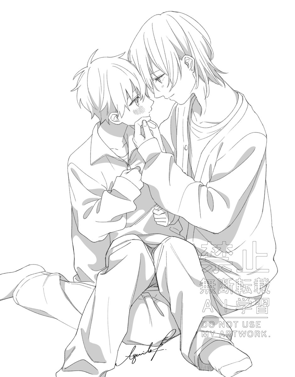 Aquila_000's tweet photo. 膝乗せ　#創作BL https://t.co/gLrWg7OKIJ