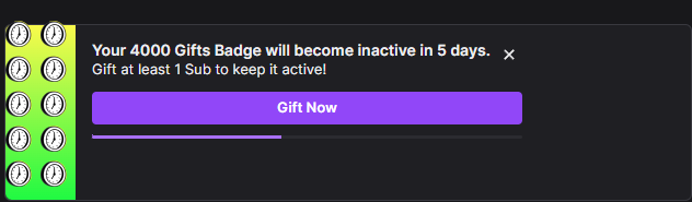michaelalfox's tweet image. Hey @Twitch this is unacceptable. I've gifted nearly 5000 subs to my community and you're trying to take my badge away if I don't keep going? Want to know a way to ensure I never gift a sub again? Doing something like removing a badge for inactivity.
