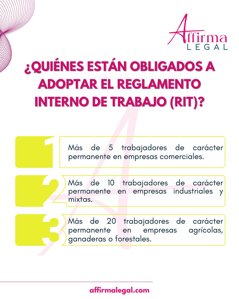 affirmalegal's tweet photo. 📄 ¿Sabías que el Reglamento Interno de Trabajo (RIT) es más que un requisito en Colombia? 🇨🇴

Este documento establece las reglas del juego en el ambiente laboral, organizando normas, procedimientos, políticas de conducta y convivencia. https://t.co/Q3WDsixhEm