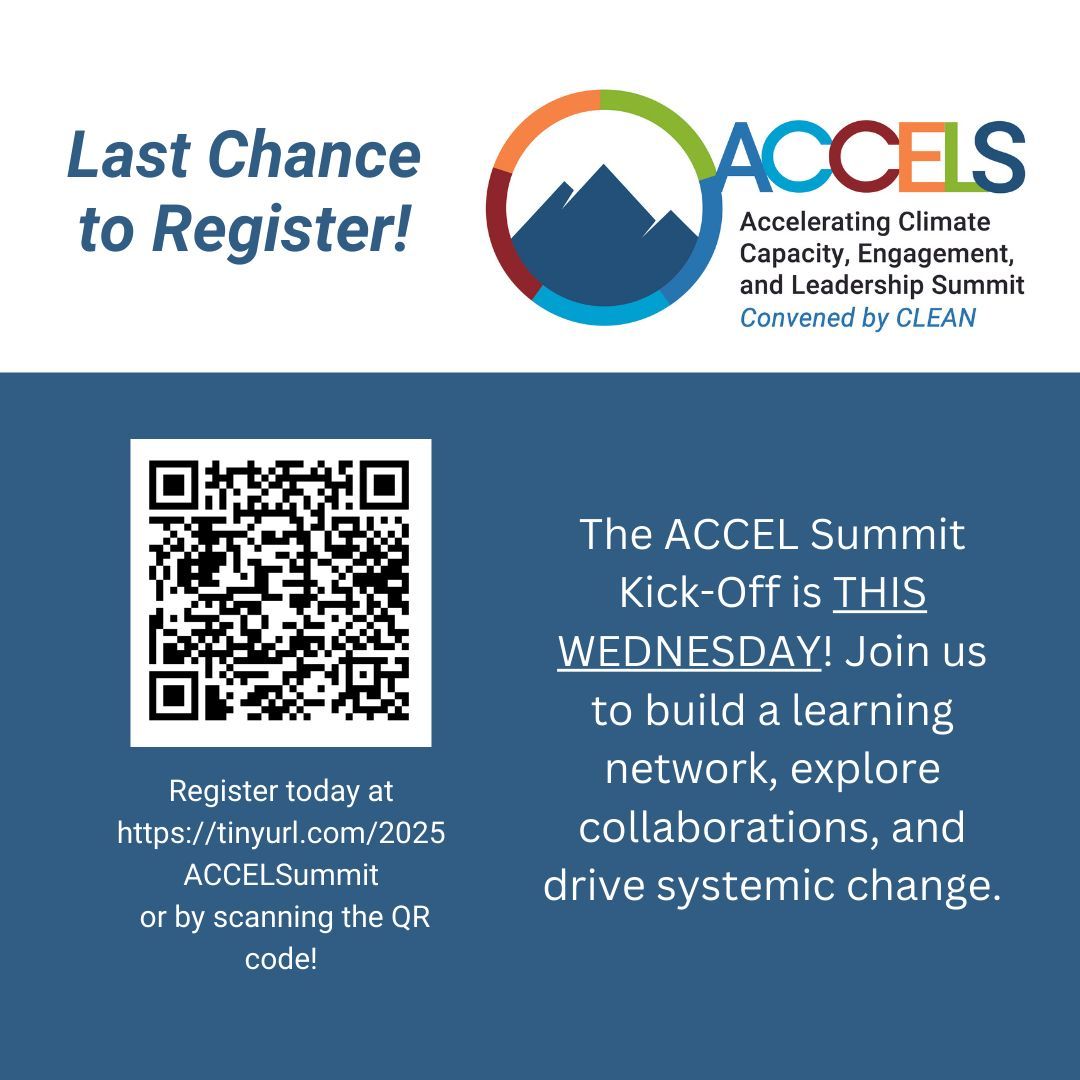 ⏳This is your last chance to register for the Wednesday ACCEL Summit Kick-Off! Join us to build connections, explore collaboration opportunities, and work together toward meaningful systemic change. 🌱 Don’t wait, register now: buff.ly/4h5L522 🌟