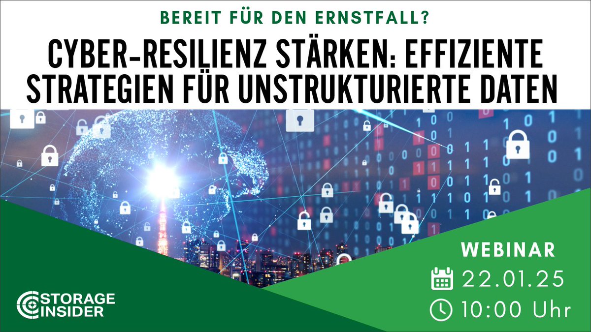Storage-Insider (@storageinsider) on Twitter photo Digitale Anwendungen erzeugen unstrukturierte Daten – und zwar in Petabyte-Mengen. Doch wie lassen sich diese Daten effektiv verwalten, vor Ransomware schützen und im Ernstfall rasch wiederherstellen? Dieses Webinar liefert Antworten.
👉 Jetzt anmelden: voge.ly/vgl8ARP/ Digitale Anwendungen erzeugen unstrukturierte Daten – und zwar in Petabyte-Mengen. Doch wie lassen sich diese Daten effektiv verwalten, vor Ransomware schützen und im Ernstfall rasch wiederherstellen? Dieses Webinar liefert Antworten.
👉 Jetzt anmelden: voge.ly/vgl8ARP/