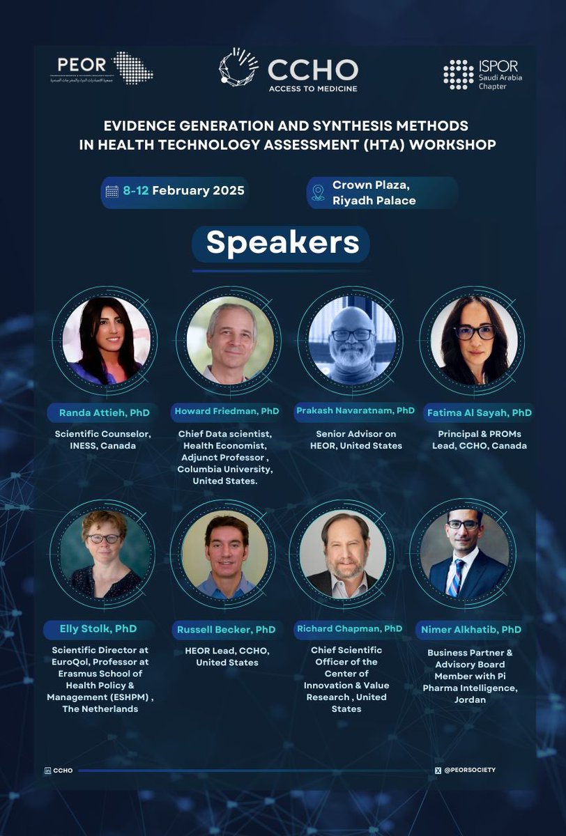 Join us at the "Evidence Generation and Synthesis Methods in HTA" Workshop by ISPOR, featuring global experts.

📅 Don't miss this opportunity to learn from the best in the field!