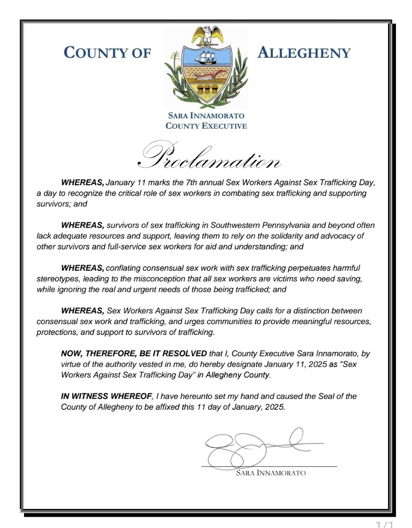 SurvivorSibs's tweet image. We ended 2024 with a Proclamation for International Day to End Violence Against Sex Workers.

We are starting 2025 with a Proclamation for Sex Workers Against Sex Trafficking Day.

#CenterSurvivors #GetResults