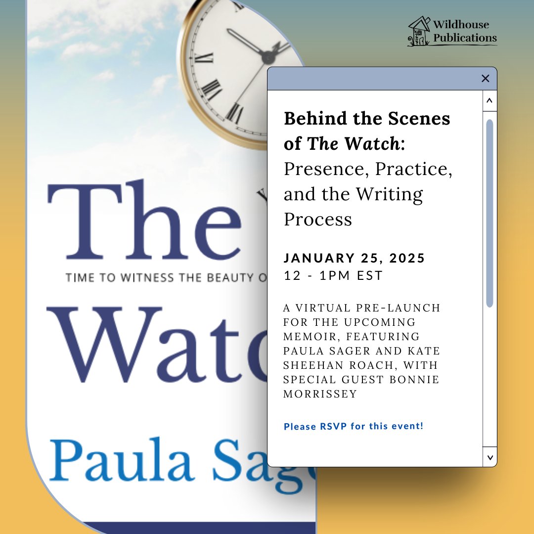 Join Paula Sager and Kate Sheehan Roach for a sneak-peek at "The Watch" one month before publication, plus insights on the writing process behind the book that readers are calling "a sacred endeavor exploring the thresholds of birth and death." us02web.zoom.us/meeting/regist…