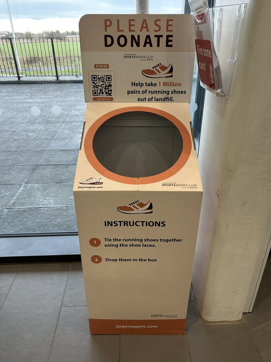 If anyone missed our last collection and has old running shoes to donate, Dover District Leisure Centre has a new collection bin for Jog On Again - just inside the main doors 👟♻️ 👍
