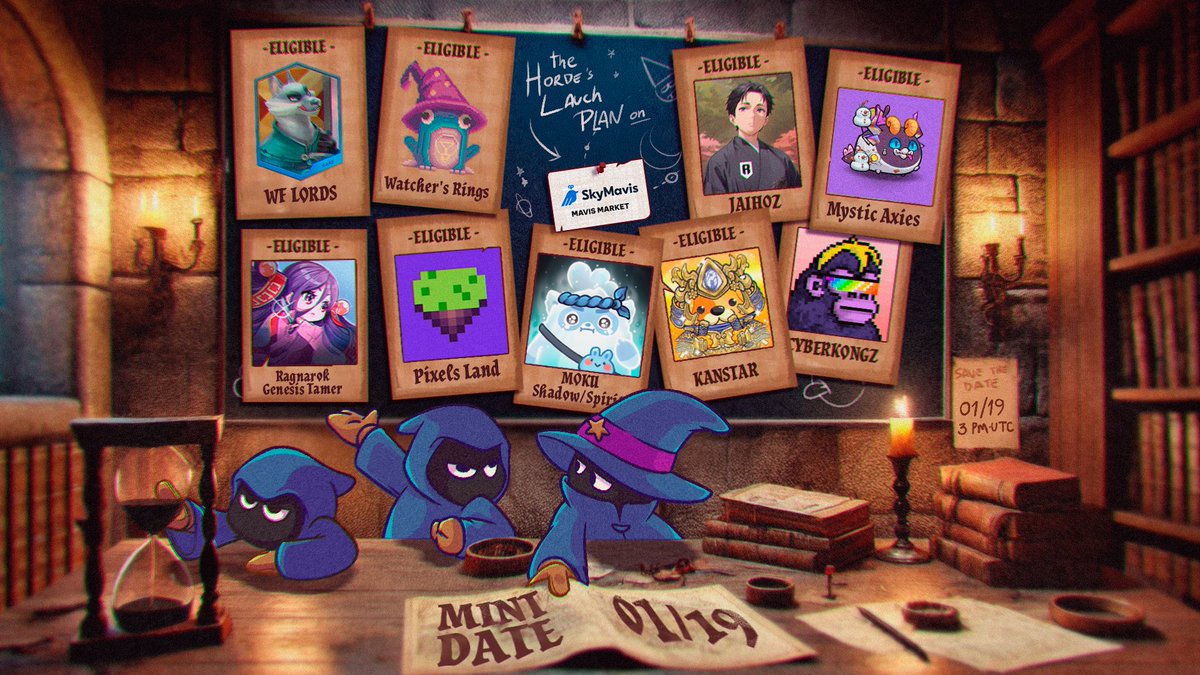 MINT DATE ⚔️
January 19, 3 PM UTC
ON <a href="/SkyMavisHQ/">Sky Mavis</a> 

☑️RT+LIKE+DROP your @RONIN_NETWORK wallet!
(50 wallets will be selected for WL)

💠The mint is approaching, and as a token of appreciation, we will grant WL spots to holders of some Ronin Bluechip collections!

🔹Runiverse