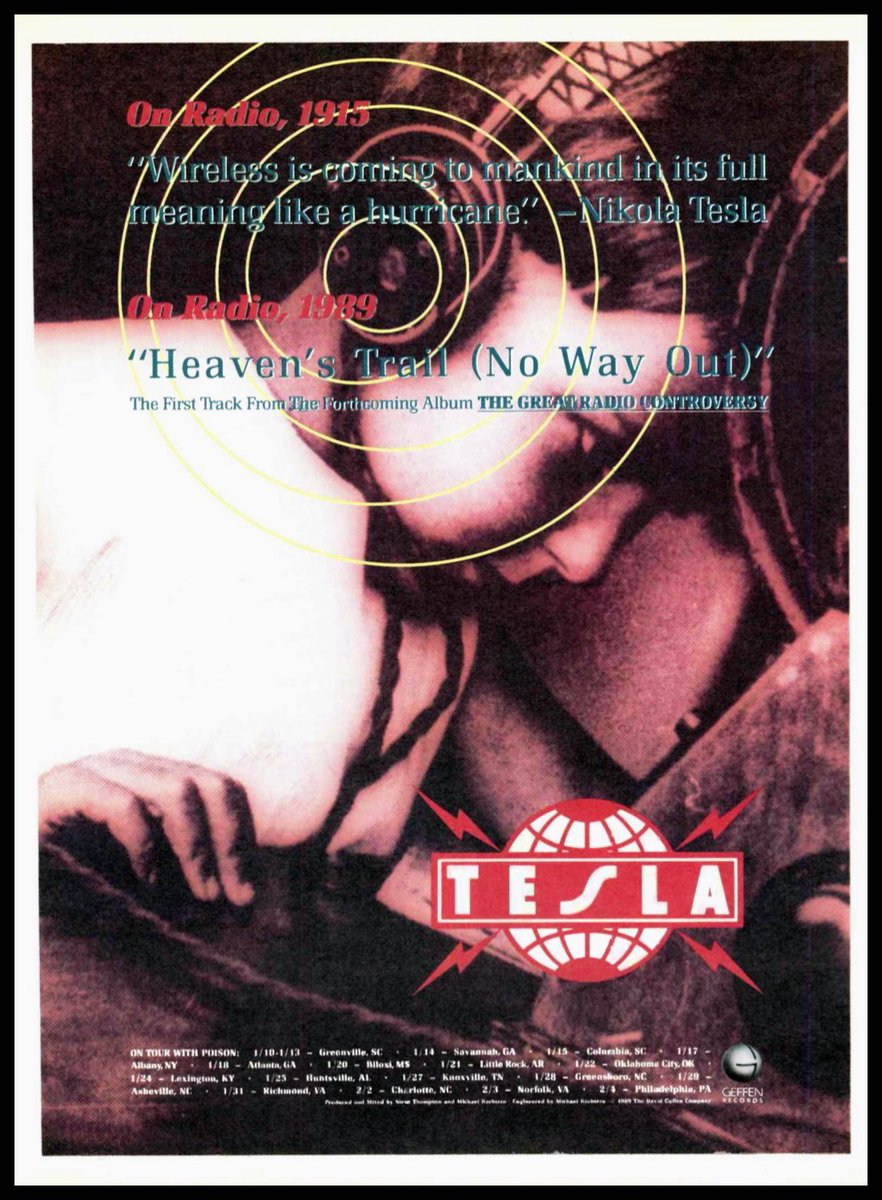 TESLA - Heaven's Trail (No Way Out)

The first track from classic album, The Great Radio Controversy. 

This ad is from the January 13th 1989 issue of R&amp;R

The album is RIAA certified double platinum (last certified on July 23rd 1998)

<a href="/TeslaBand/">TESLA™</a>