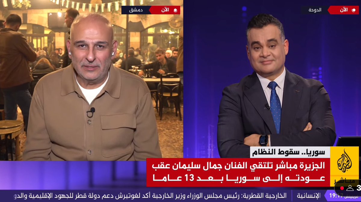 hamzaashraf12's tweet photo. أول لقاء مباشر مع الفنان السوري جمال سليمان فور عودته إلى دمشق بعد 13 عام.. 
مع المذيع أحمد طه 
@AhmedTahaAJ 
@MJamalsulaiman https://t.co/MFW7Oc3a6d