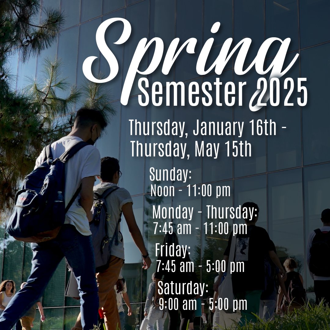 The Library will return to regular hours on the first day of instruction, Thurs. Jan 16. We look forward to seeing you back on campus! #FresnoState