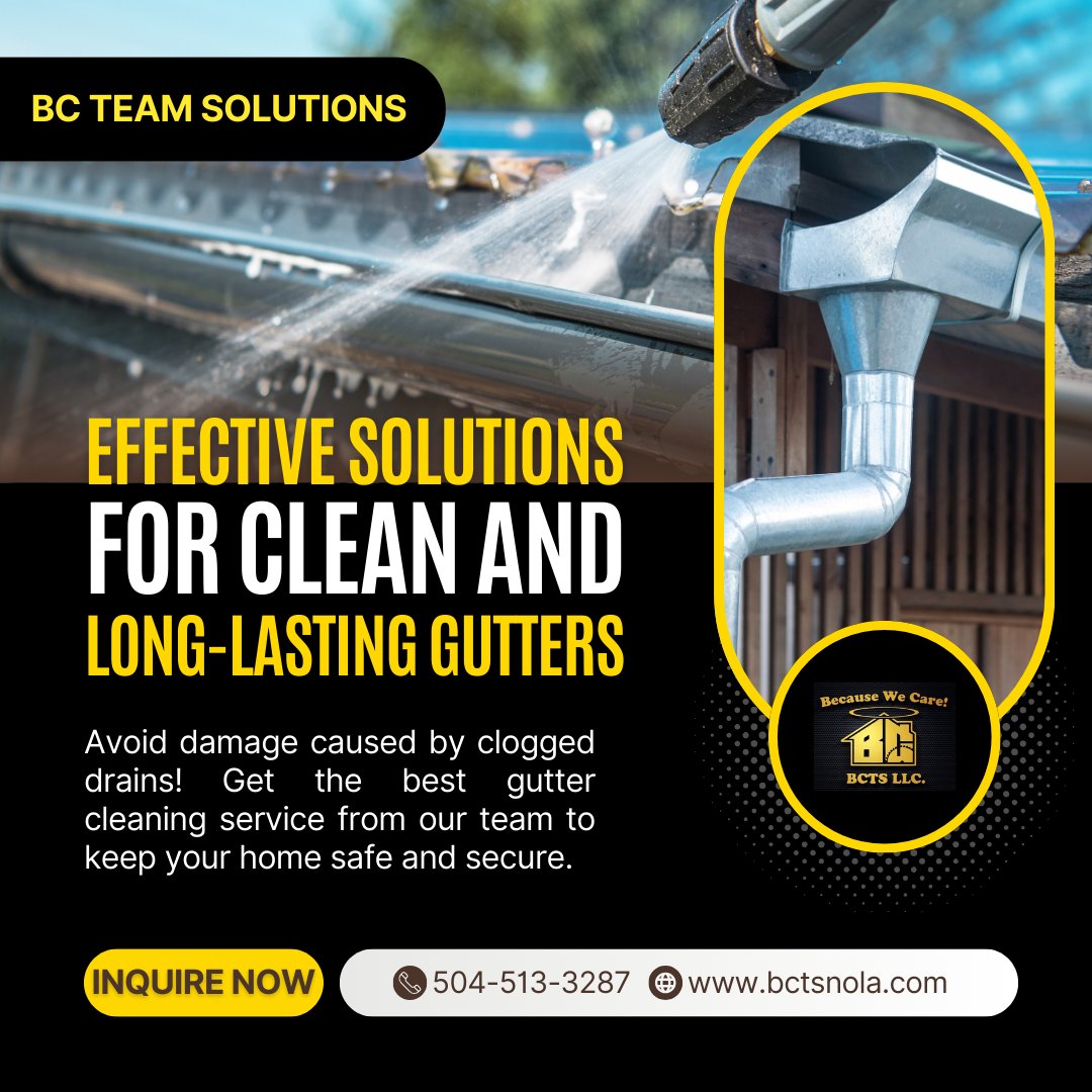 BCTeamSolutions's tweet image. 🌧️ Long-Lasting Gutter Solutions
BC Team Solutions offers effective and affordable gutter services in Louisiana. Call us at 📞 504-513-3287 to protect your home! #GutterServices #LouisianaContractor #BCTeamSolutions #AffordableRates #HomeCare #ReliableGutters #CallToday