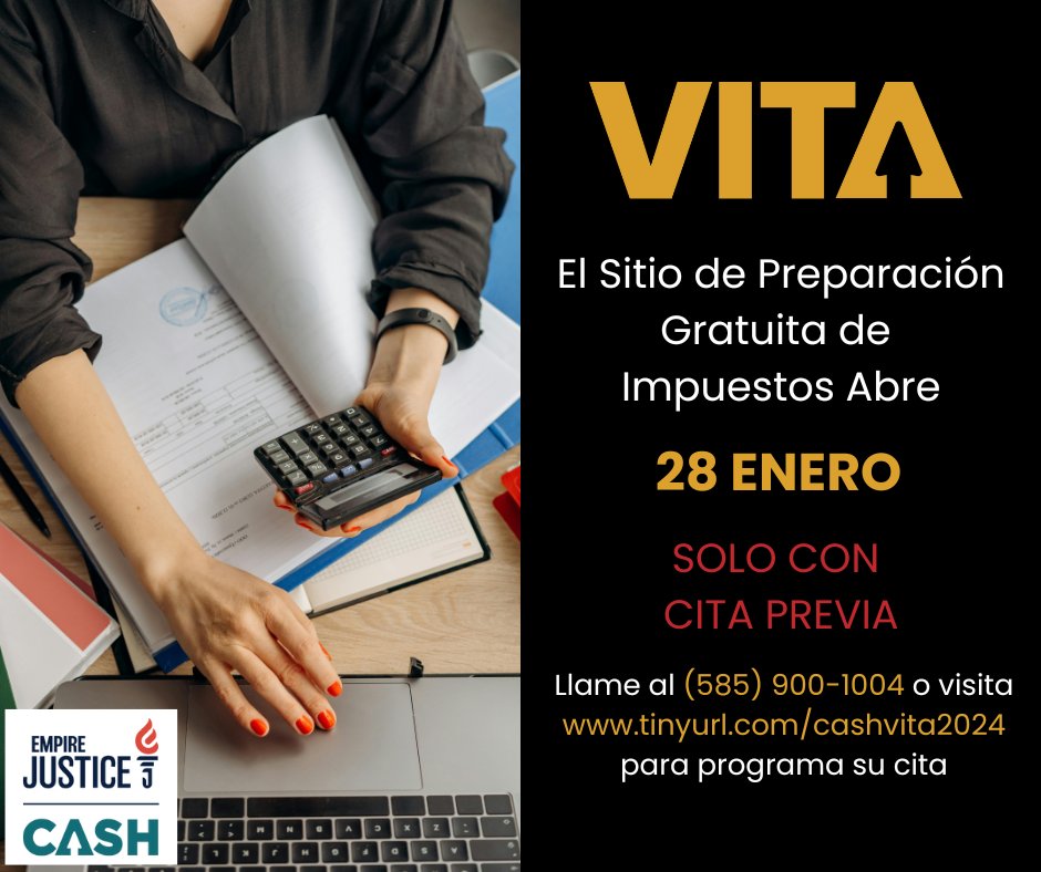 CashRochester's tweet photo. Today is the day! We are now accepting appointments for this tax season. Call (585) 900-1004 or visit https://t.co/NL5m3gAXBb to schedule your appointment today! Share the news with your friends and family! https://t.co/IMKSLI4zNb
