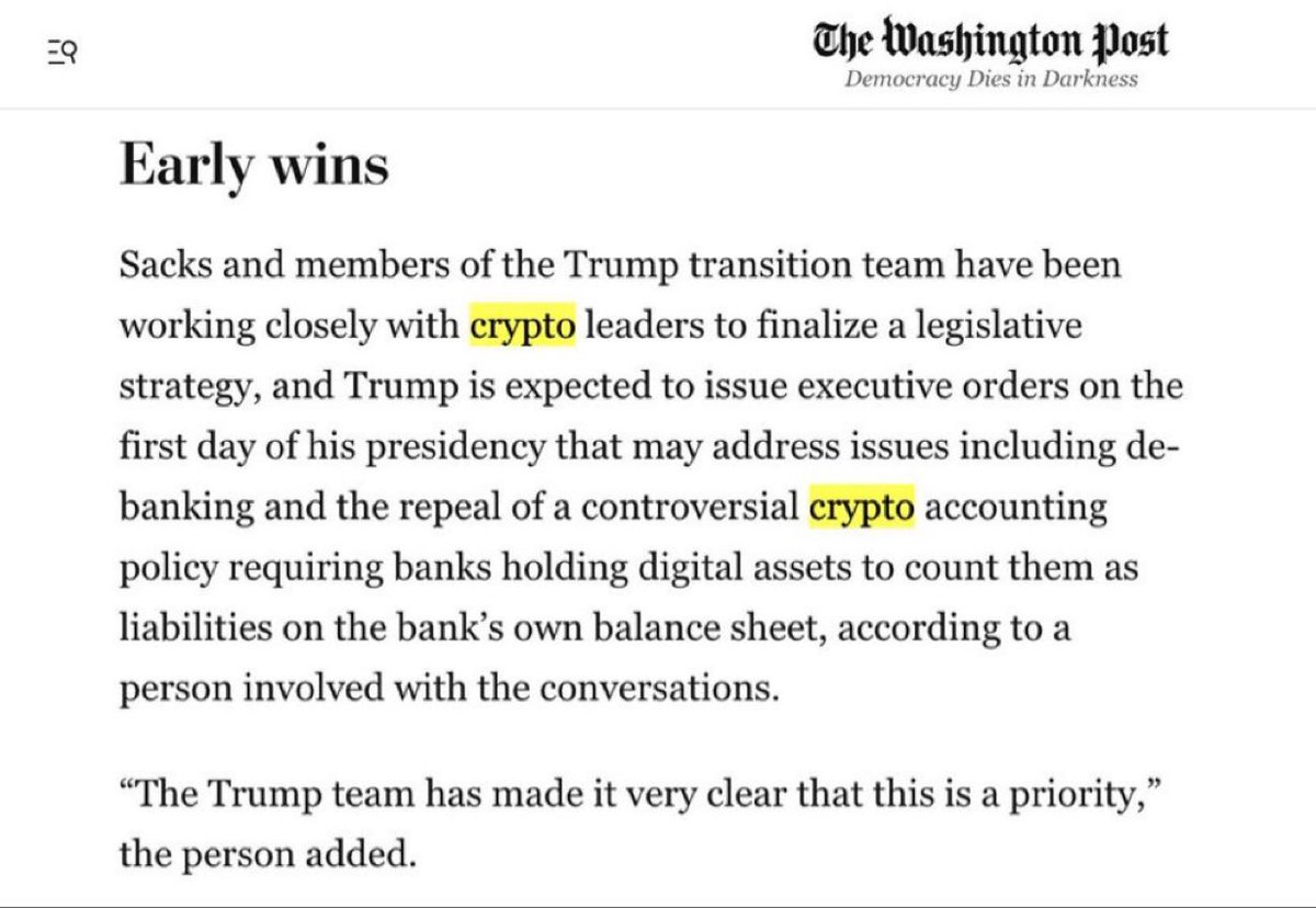 JUST IN: 🇺🇸 President Trump Is Expected To Repeal Crypto Accounting Policy Requiring Banks Holding Digital Assets To Count Them As Liabilities!