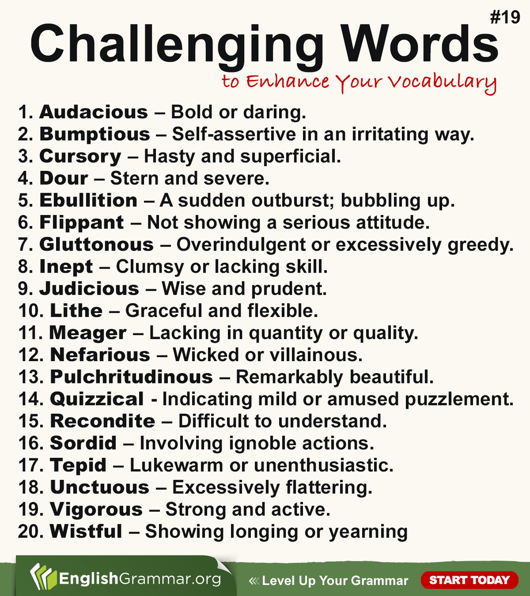GrammarUpdates's tweet image. Challenging Words #19 #English #vocabulary