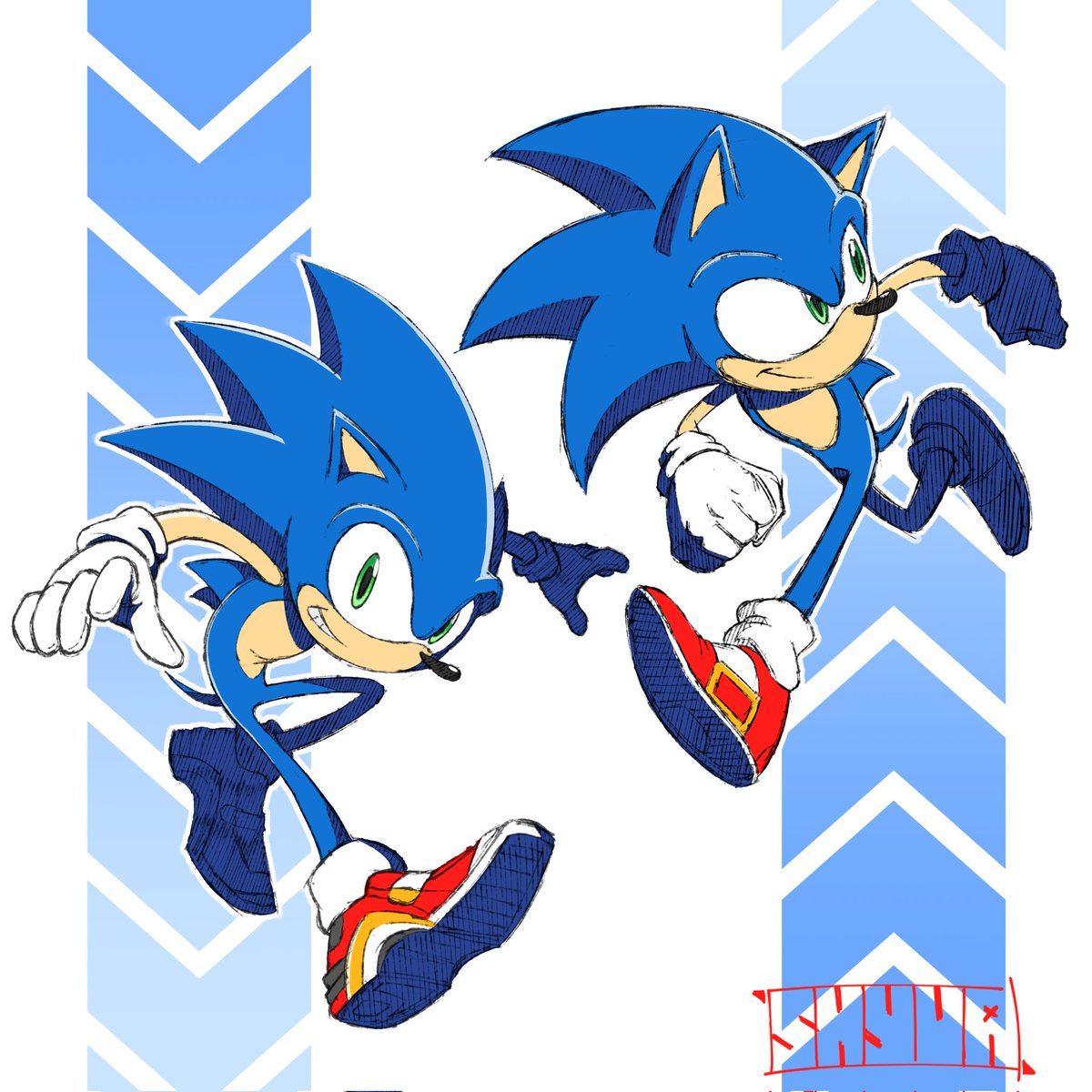 _shyua's tweet photo. I was also a Sonic kid way back when, made OCs and all that before getting into anime 🤣 Glad he's thriving right now https://t.co/1mU3m09dYZ