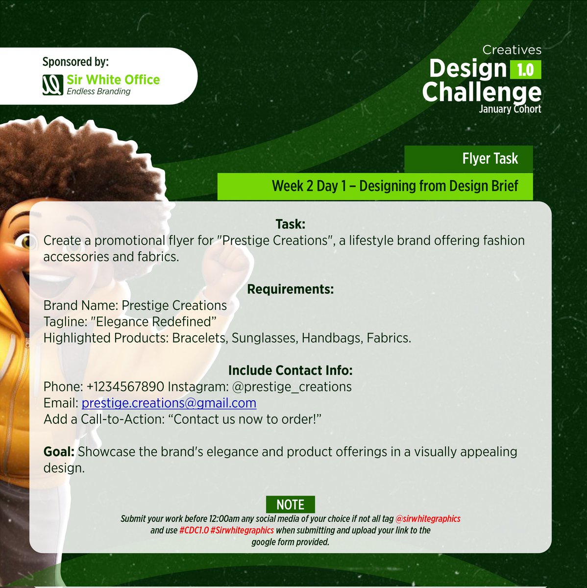 Vida_4077's tweet photo. Hi guys, it's Week Two, Day 1 of Creatives Design Challenge 1.0 hosted by @SirWhiteGraphic

But guess what...it's not flyer replication this time around, this week's task is based on designing graphics using a brief. https://t.co/Ixk5e9mqGP
