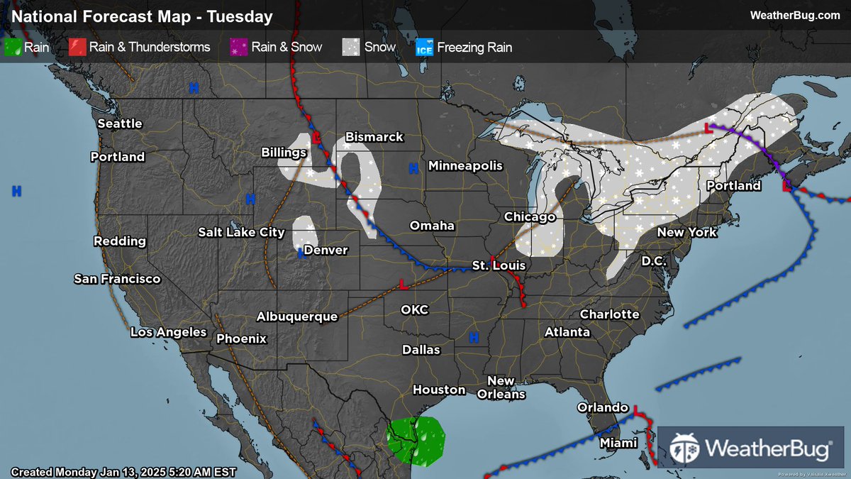 WeatherBug's tweet image. 😰 Bitter Arctic air sweeps the U.S. with sub-zero temps in the northern Plains &amp;amp; snow near the Great Lakes. Expect slick roads &amp;amp; low visibility. Rockies see flurries; the West stays brisk. Stay warm &amp;amp; check neighbors! #WXoutlook #WeatherBug

Full Outlook: bit.ly/3pBGIXy