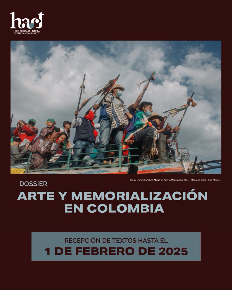 📢Convocatoria abierta  Dossier ‘Arte y memorialización en Colombia’ hasta el 1 de febrero de 2025.
Más información: revistas.uniandes.edu.co/index.php/hart…