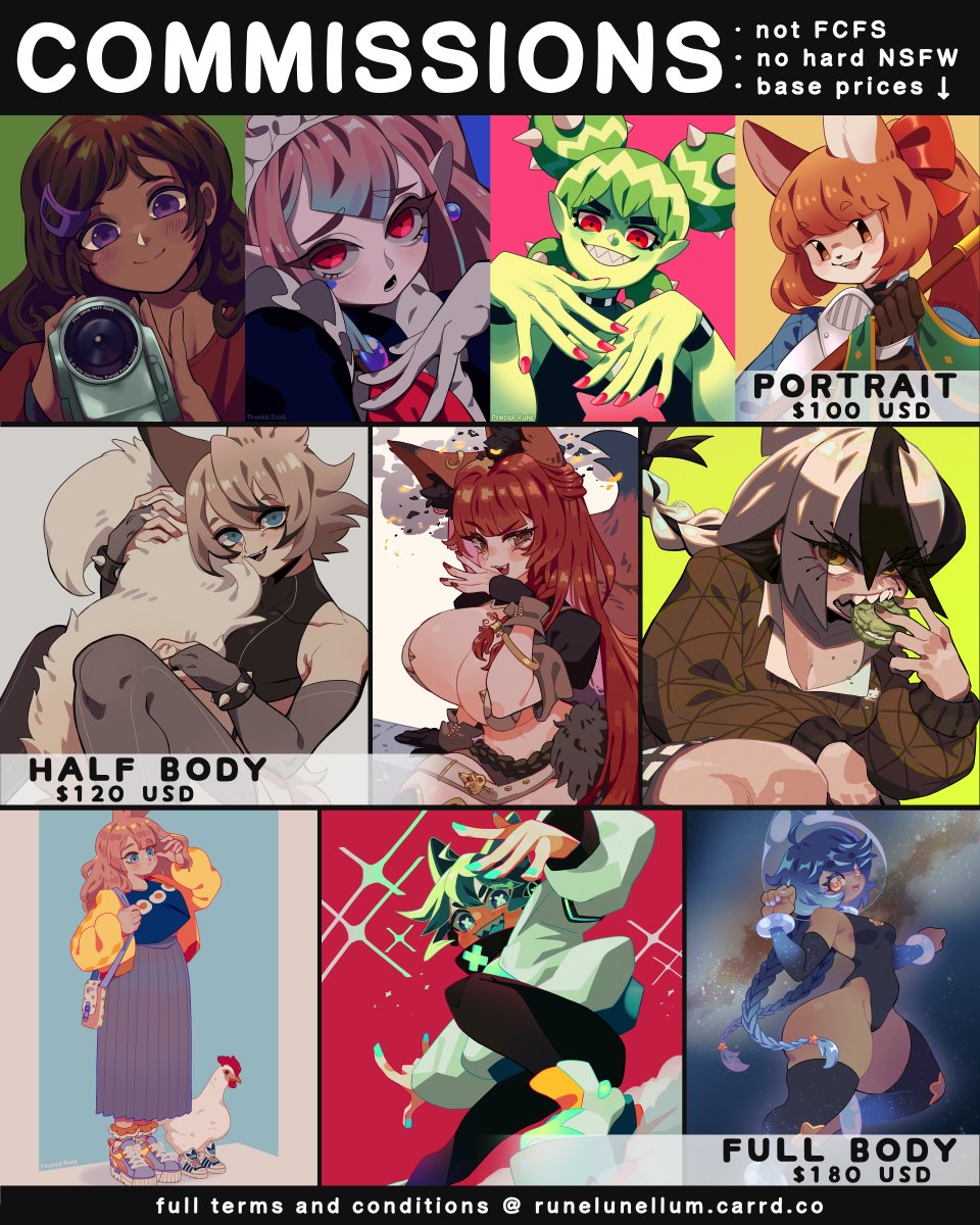 runelunellum's tweet photo. Emergency commissions open!  My job has not only cut my hours but has paid me quite later than usual recently, so I'd appreciate any support I can get!
✔️ OCs, Fanart, Anthros, and Furries
✔️ Suggestive
❌ Not first come first serve
❌ No hard NSFW
Link in thread and in my bio! https://t.co/RWpZz7ijcW