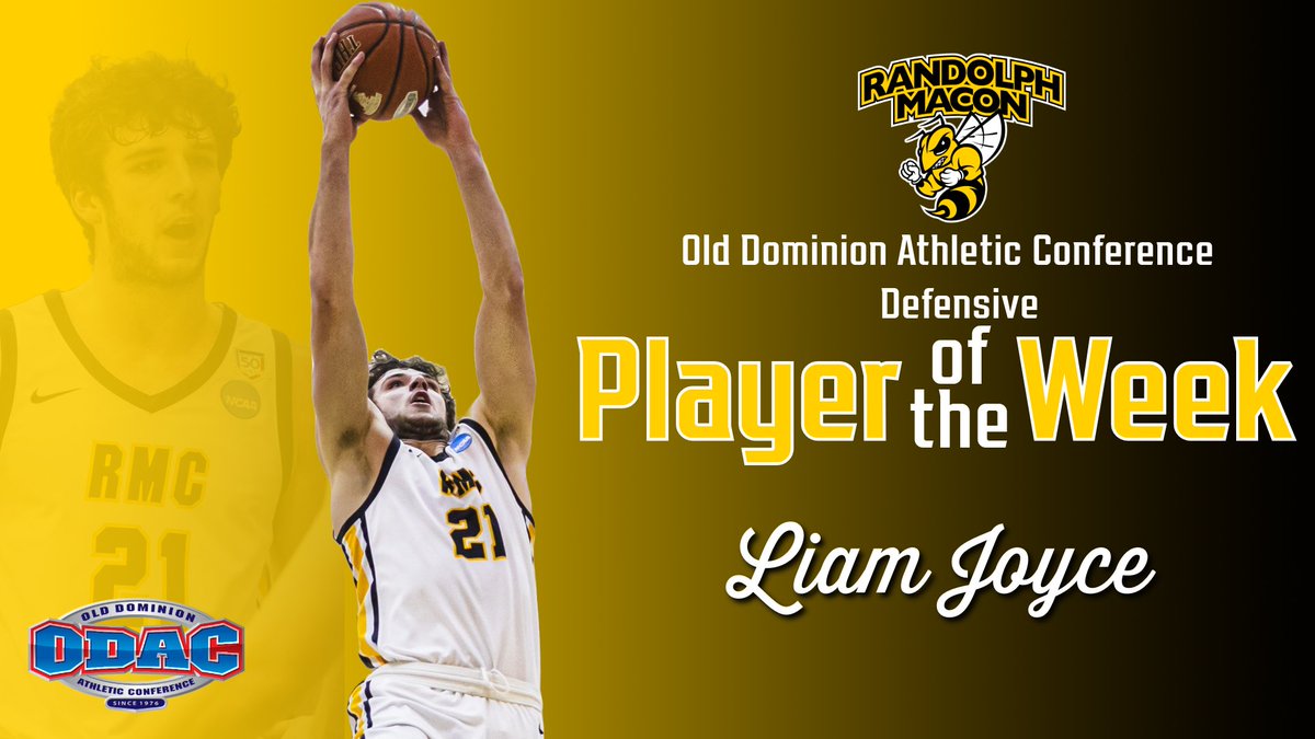 Liam Joyce of <a href="/RMCHoops/">Randolph-Macon Hoops</a> Named <a href="/odacathletics/">ODAC</a> Men's Hoops Defensive Player of the Week

📰: rmcathletics.com/news/2025/1/13…

#SwarmSzn #d3hoops