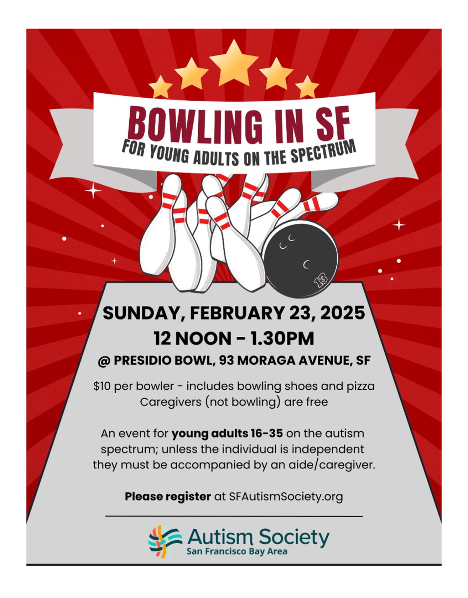 Let’s go bowling together!!! Register:
SFAutismSociety.org
#Autism #bowling