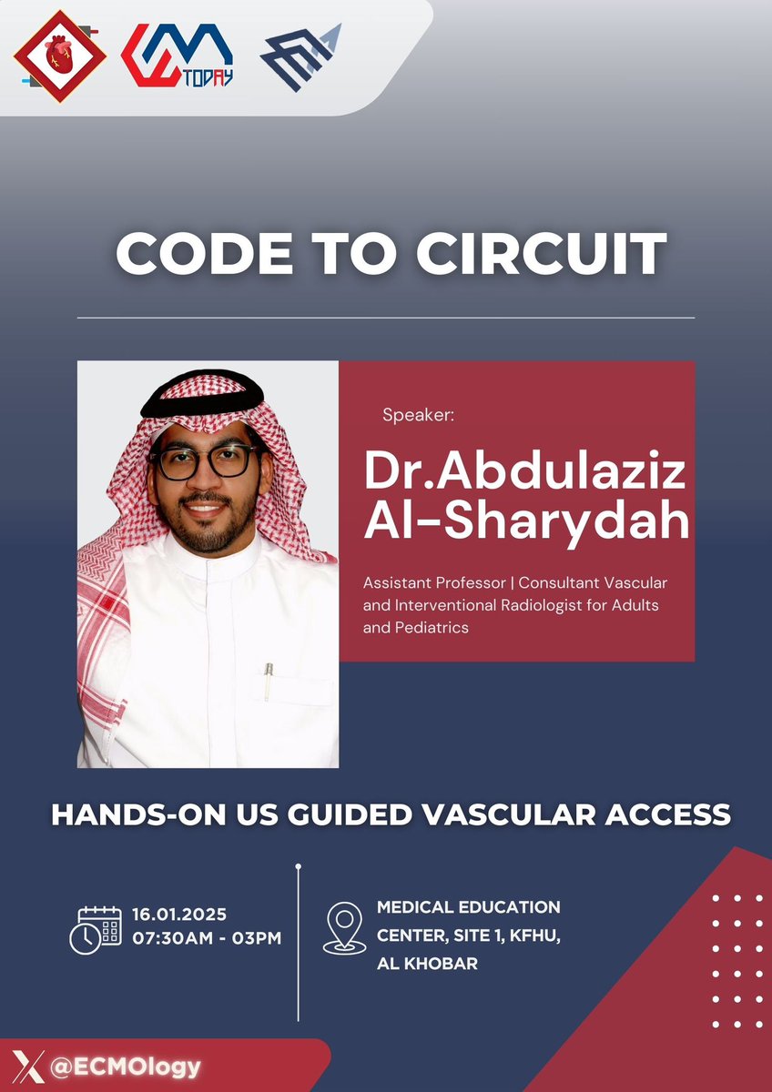 ECMOlogy (@ecmology) on Twitter photo Get ready to elevate your expertise in Ultrasound-Guided Vascular Access with Dr. Abdulaziz Al-Sharydah <a href="/AAlSharydah/">د. عبدالعزيز الشريدة | Dr. AbdulAziz Al-Sharydah</a>
This hands-on session will provide practical experience in mastering precision techniques for vascular access 🩸. Get ready to elevate your expertise in Ultrasound-Guided Vascular Access with Dr. Abdulaziz Al-Sharydah <a href="/AAlSharydah/">د. عبدالعزيز الشريدة | Dr. AbdulAziz Al-Sharydah</a>
This hands-on session will provide practical experience in mastering precision techniques for vascular access 🩸.