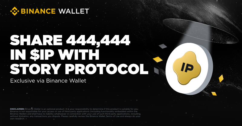 BinanceWallet's tweet photo. Don’t miss our exclusive prize pool of 444,444 $IP with @StoryProtocol ecosystem campaign exclusively with #Binance Wallet

Explore Story Protocol’s Dapps and complete all the weekly quests for your share of the 444,444 $IP prize pool!

Join now ⤵️