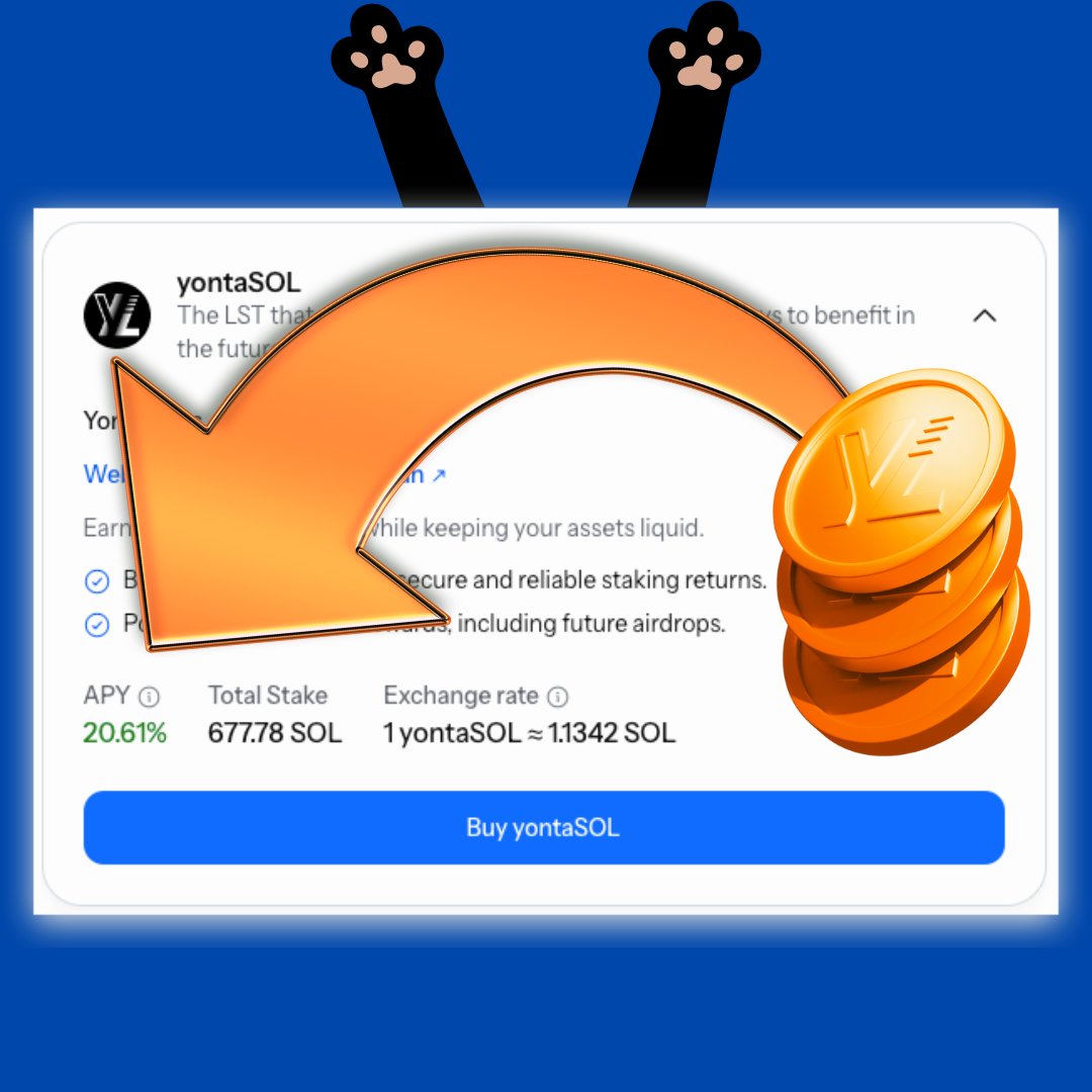 YontaLabs's tweet photo. As of Epoch 725, yontaSOL LST performance:
1 Epoch APY = 30.4%
5 Epoch APY = 20.61%

Time to swap to $yontaSOL 
https://t.co/ZRqJRGNj99
https://t.co/UKcUasEDIR
#Solana #swapsies #LST #JITO https://t.co/Tq3J5YvKQZ