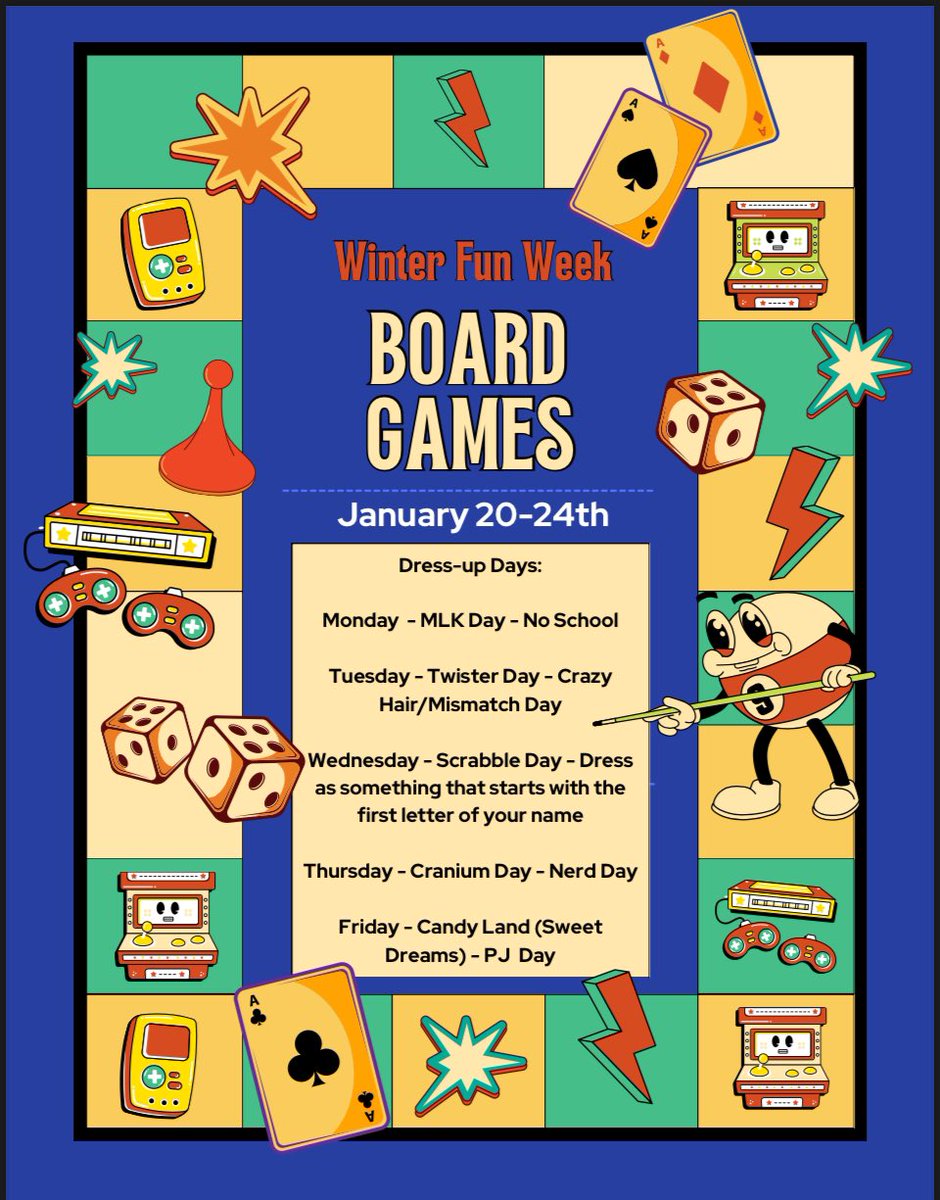 mayallscience's tweet photo. SRV Winter Fun Week is next week for JH and HS students! Dress-up days are attached! https://t.co/E6hsVcxrCt
